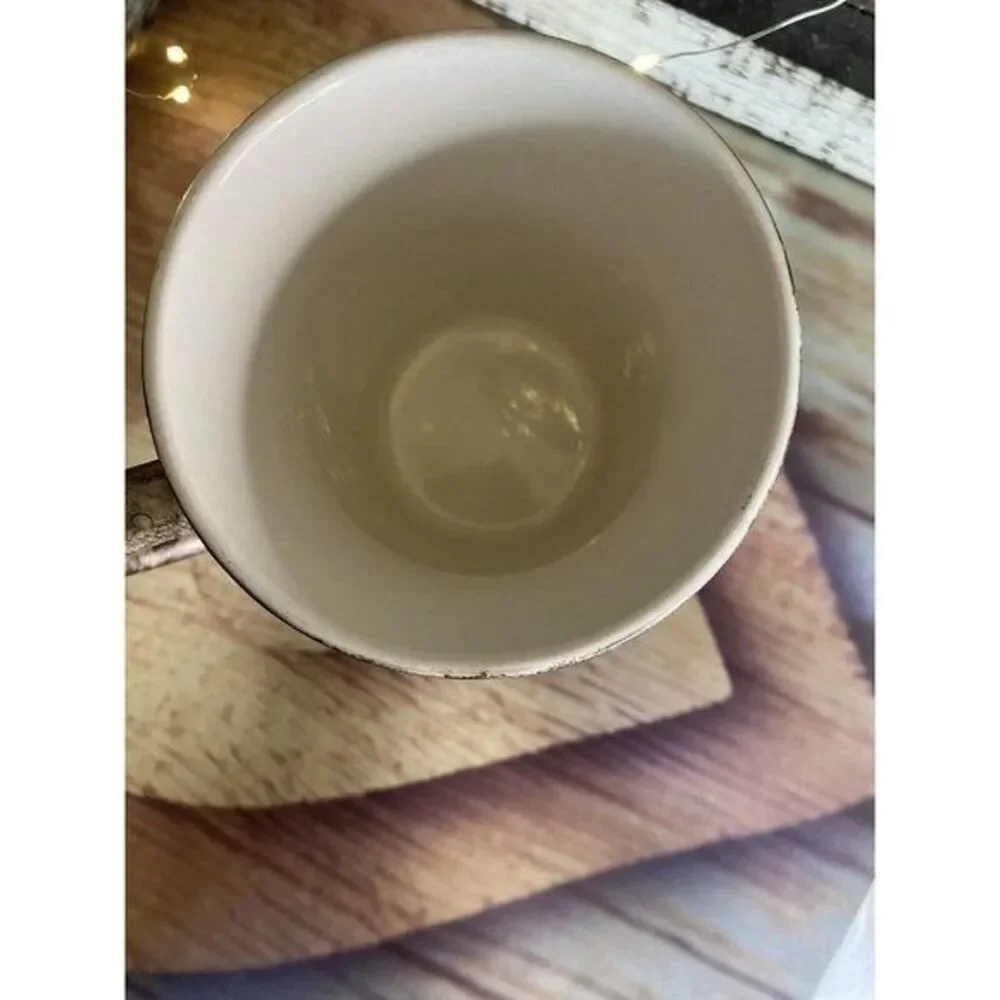 Rustic Wood Grain Coffee Tea Cup Mug Hand Painted Matte Finish 4.5 X 3.5 in